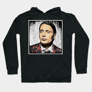 Hannibal Red Eyes with Drip Paint Background Hoodie